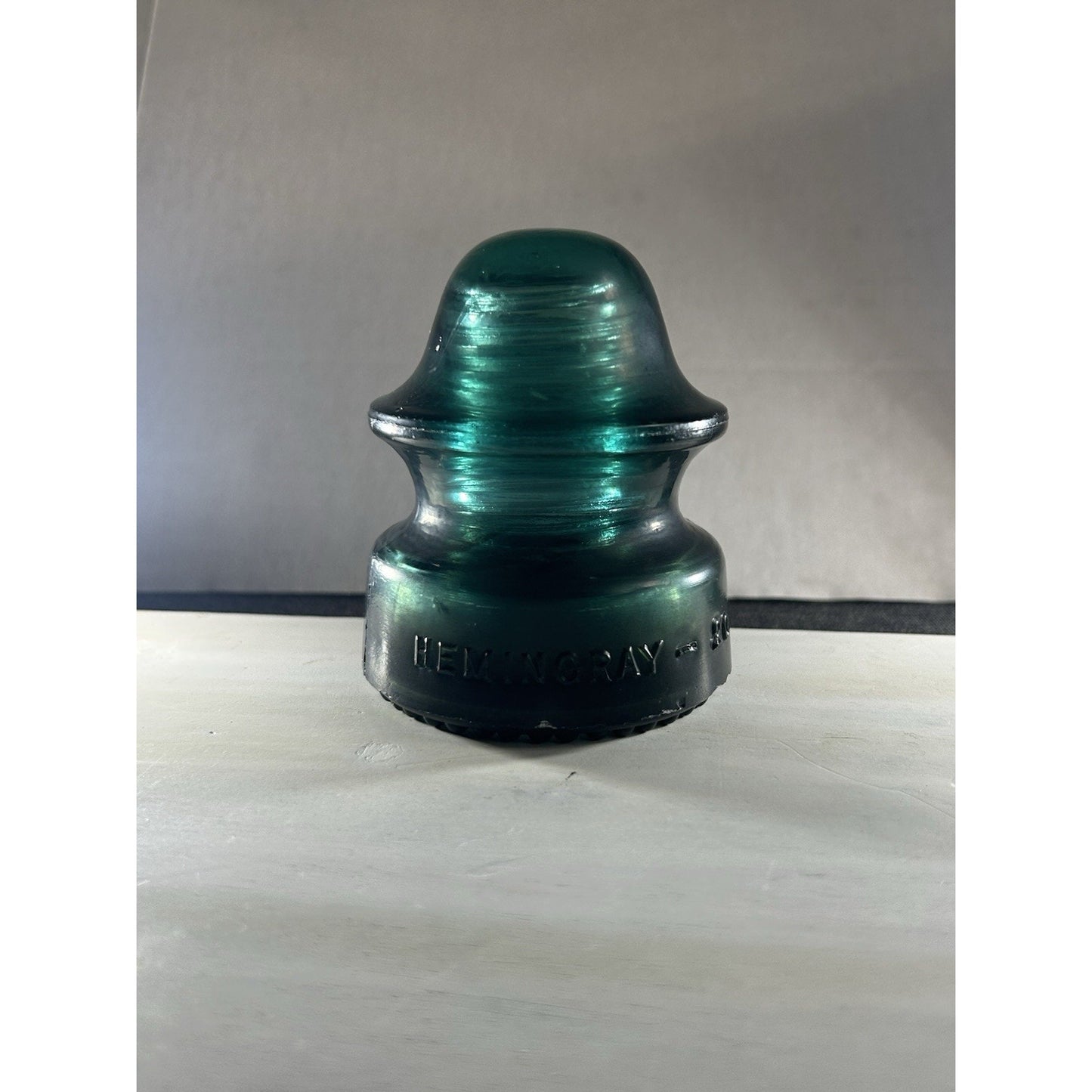 RARE Vintage Green Black Swirl Hemingray 20 Glass Insulator Matte Glass. Scarce!