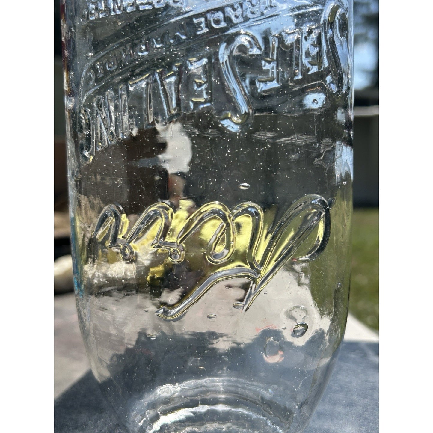 Rare Kerr Mason Jar Sand Springs OK 1915 Patent Seed Bubble Glass Near Mint