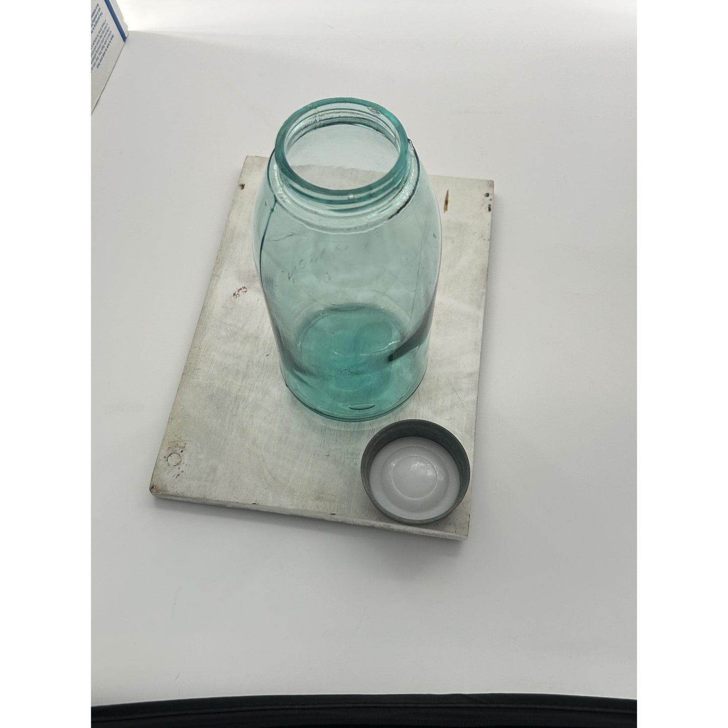 Antique Ball Mason Half Gallon Aqua Blue Triple L Script 1910–1923 Shoulder Seal Zinc Lid Large Early Collector Fruit Jar. Underlined Script