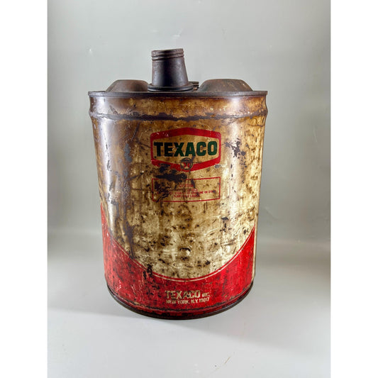 Vintage Texaco 5 Gallon Metal Oil Can Petroliana Gas Station Fuel Dispensing Can Industrial Garage Decor gas Station Equipment Collectible
