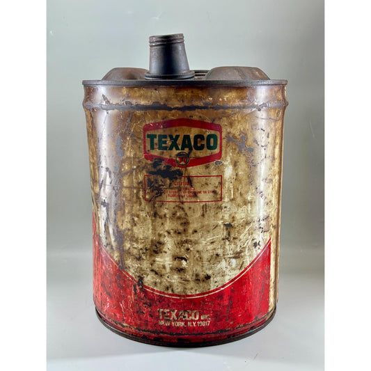 Vintage Texaco 5 Gallon Metal Oil Can Petroliana Gas Station Fuel Dispensing Can Industrial Garage Decor gas Station Equipment Collectible