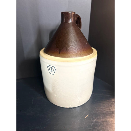 Antique Pfaltzgraff stoneware crock 3 gallon whiskey jug side view