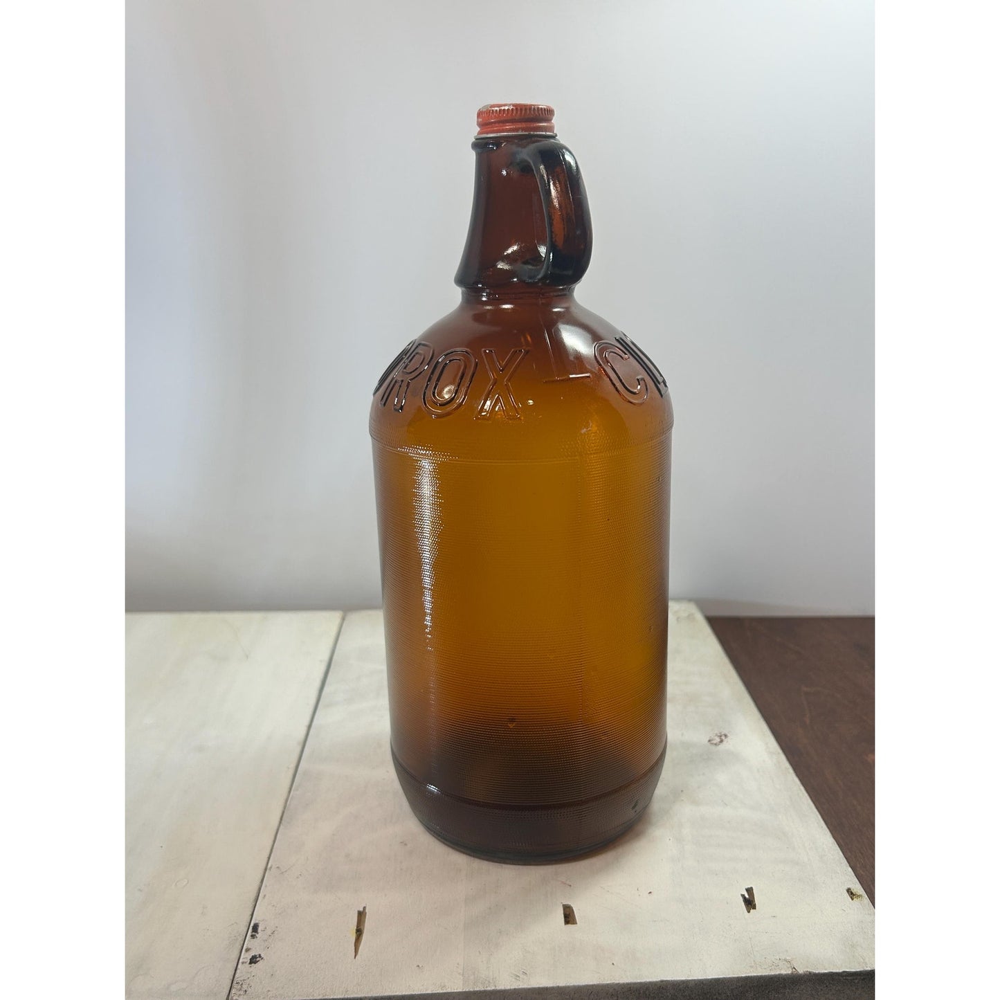 Lot of 2 Vintage Clorox Brown Glass Jugs – 1 Gallon & Half Gallon, Embossed Amber Bottles w/ Original Caps, 1940s–1950s Bleach Bottles