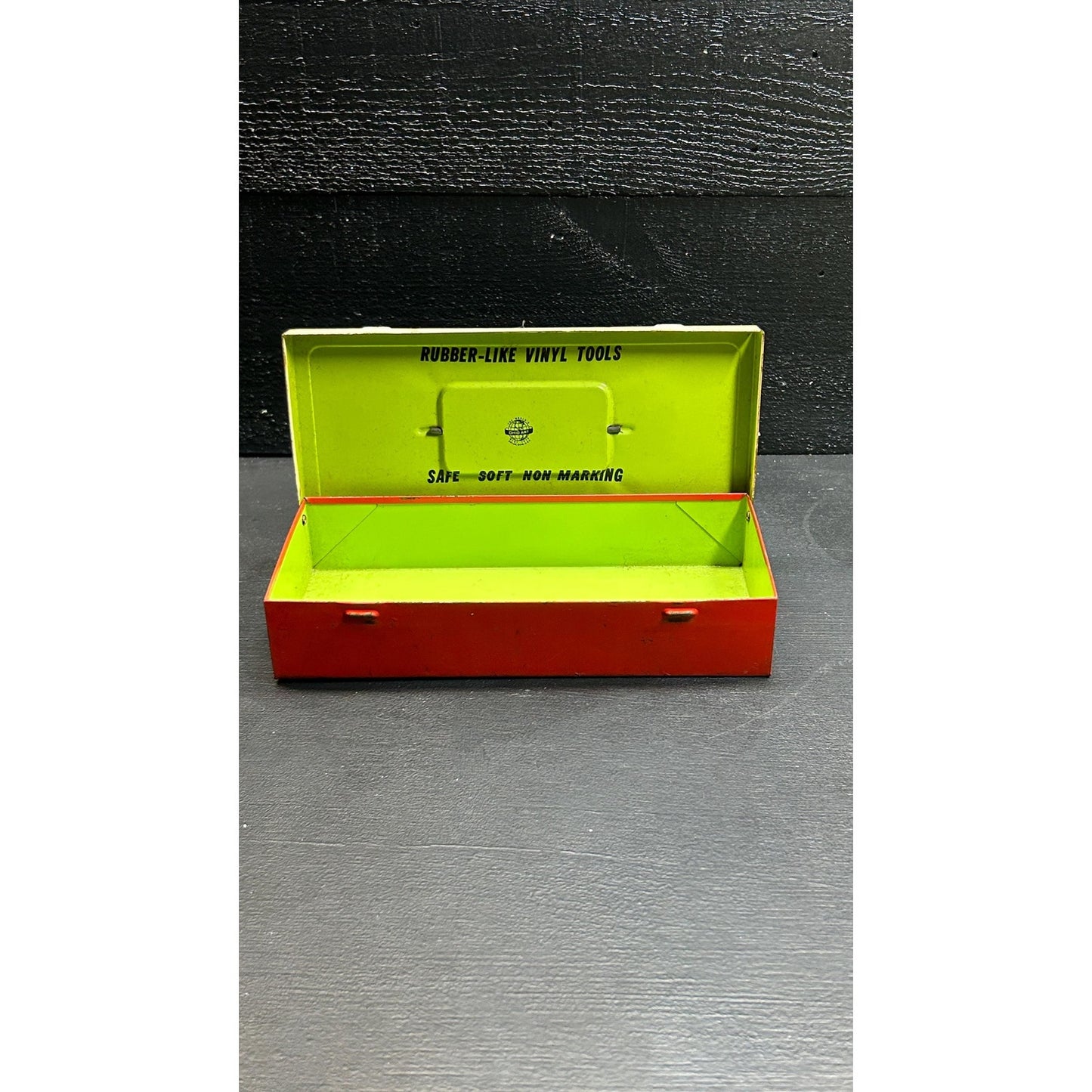 Vintage 1950s Busy Boy Tool Chest by Ohio Art • Tin Toy Tool Box with Retro Graphics • Safe Vinyl Tools • Mid Century Collectible tool toy