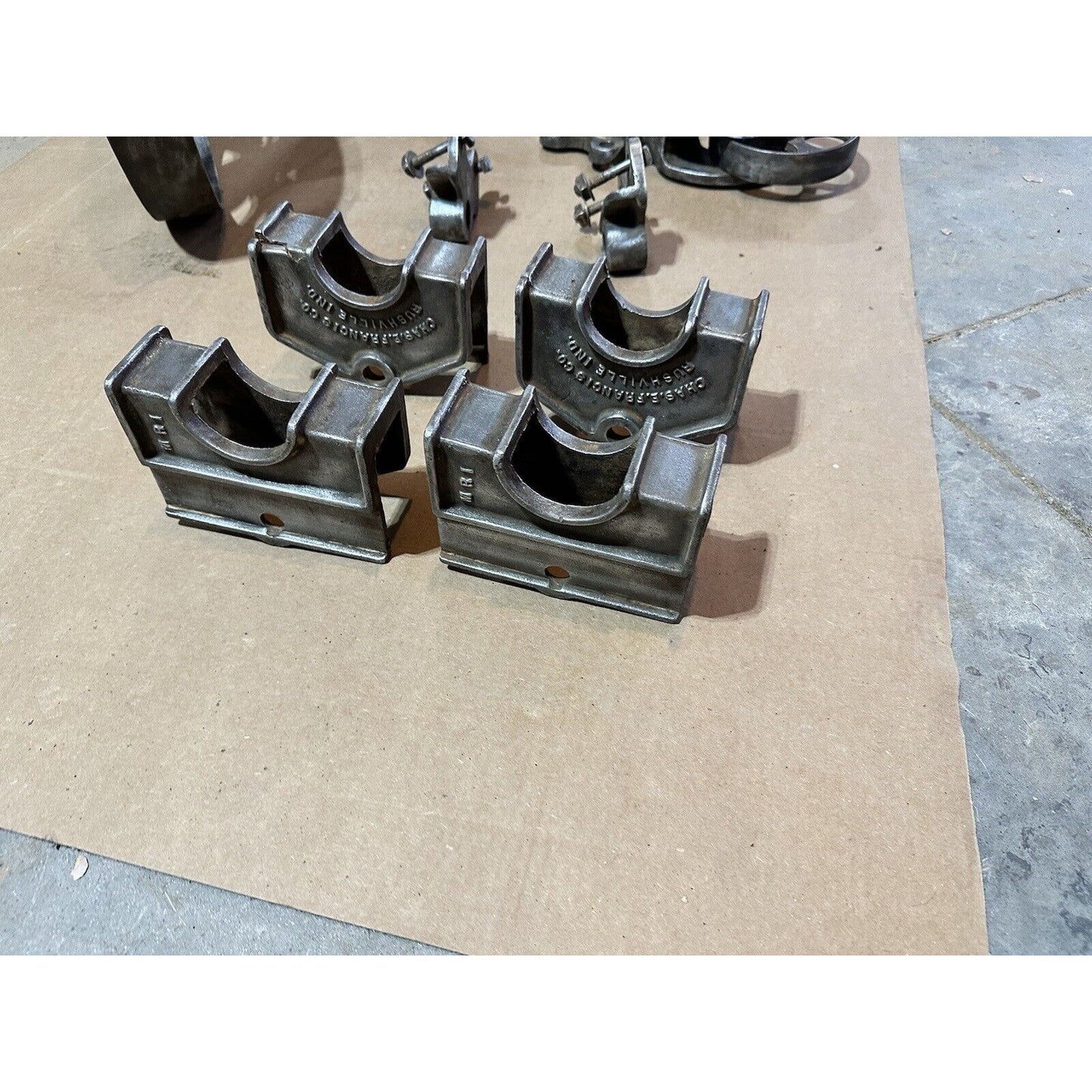 Antique Chas. E. Francis Factory Cart Hardware Set — Complete Cast Iron Wheels, Casters & Brackets