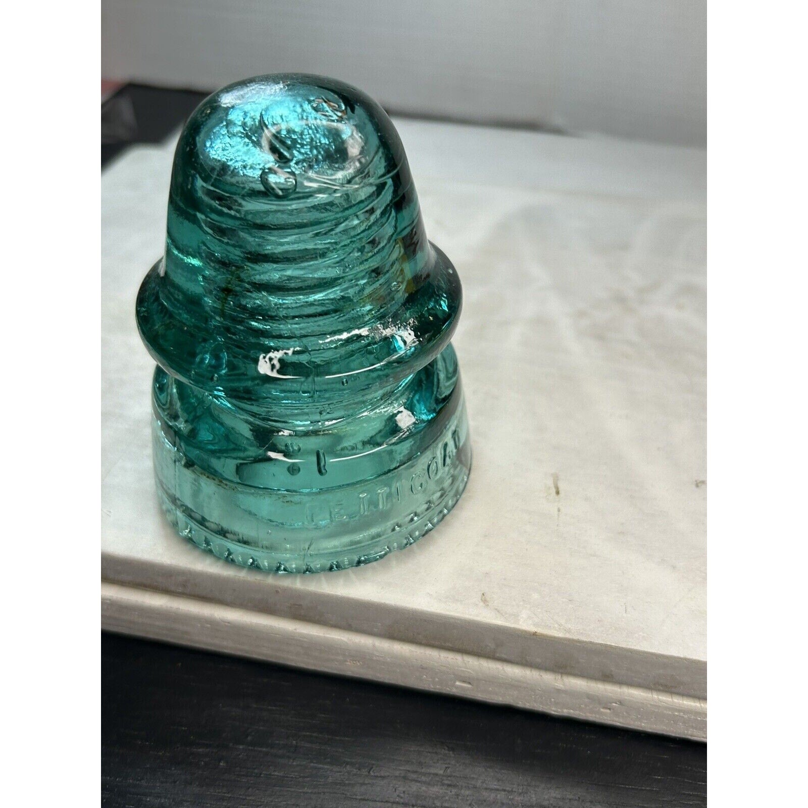 H.G. Co petticoat 1893 aqua green insulator full profile