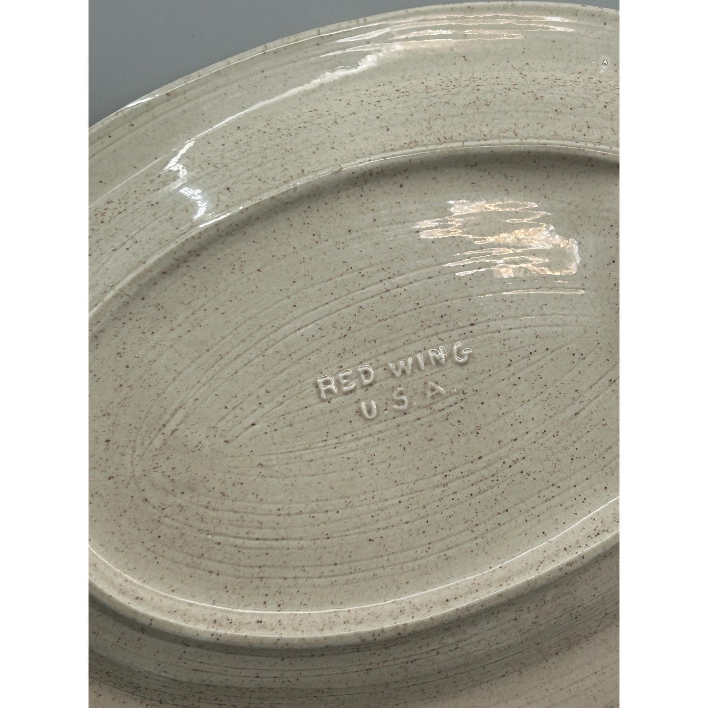 Vintage Red Wing USA Fish Platter Stoneware Fish Bone Serving Plate Speckled Mid Century Kitchen Seafood Dish 12 Inch Farmhouse