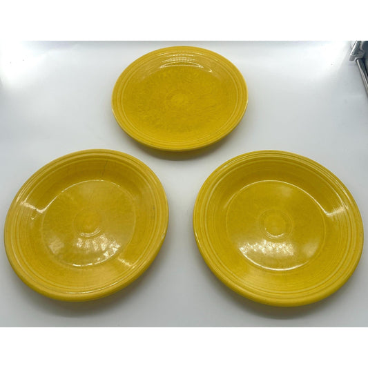 Fiesta Sunflower Yellow Dinner Plates Set • Homer Laughlin Fiesta Ware • Lead Free USA • Yellow Ring Rim Plates • 10.5” Vintage Style