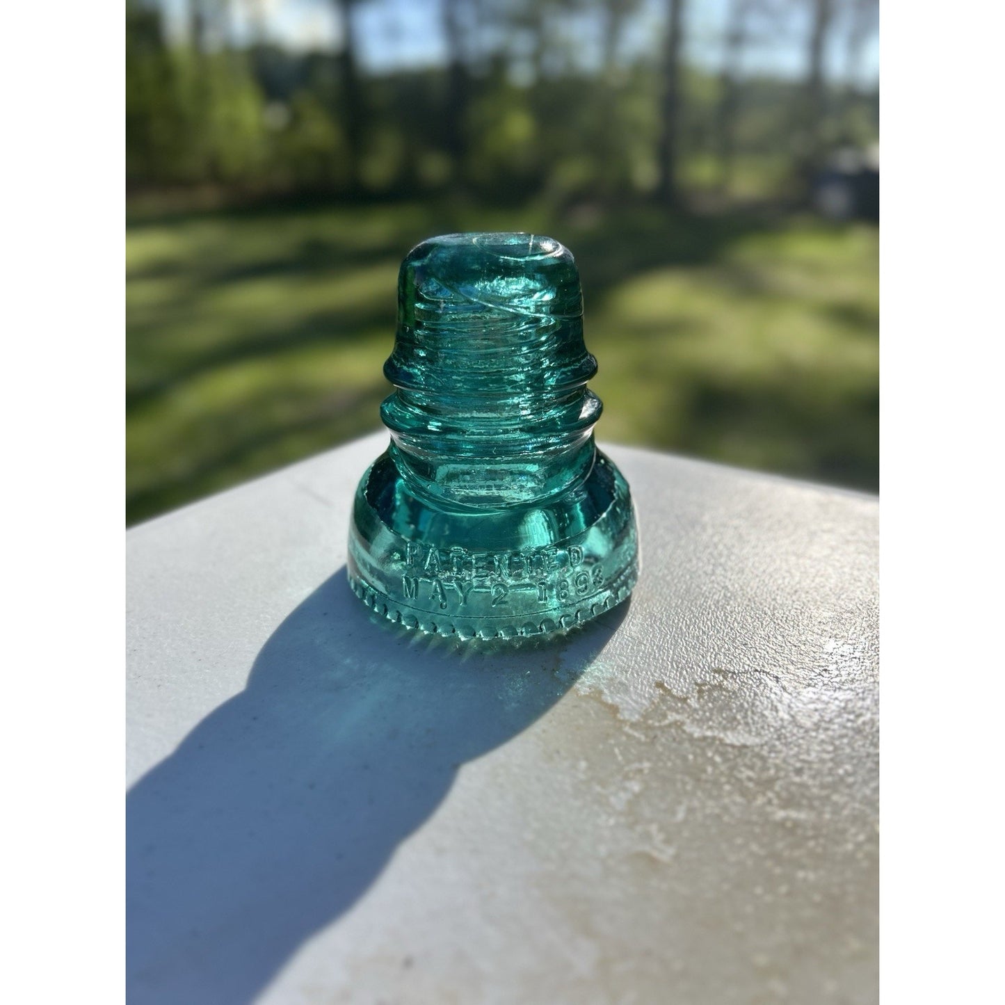 Antique Hemingray Petticoat Aqua Glass Insulators — Patent May 2 1893 — Matched Pair — Rare Style