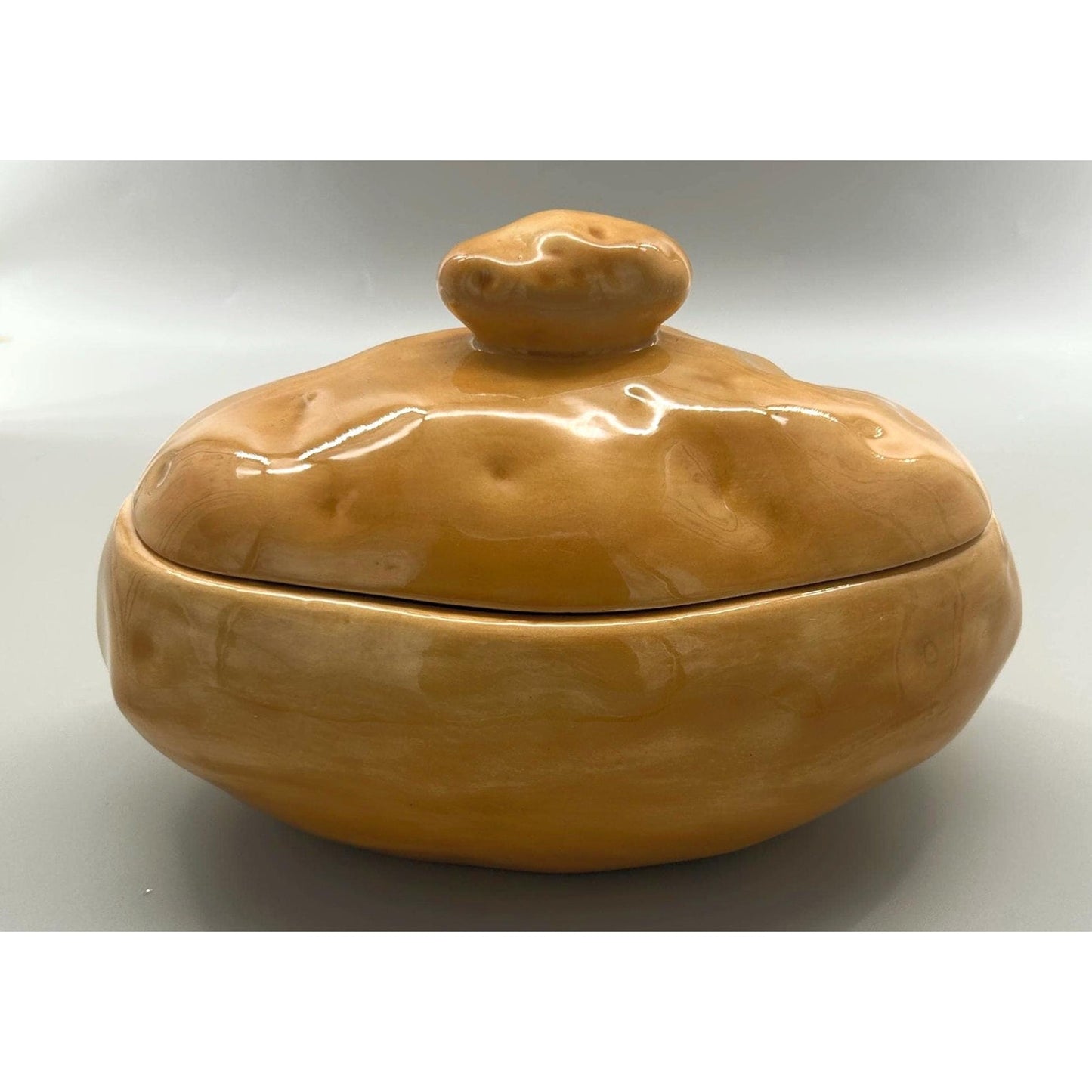Atlantic Mold Potato Form Covered Dish • Novelty Lidded Potato Container • Studio Pottery Sculptural Ceramic • Signed 1981