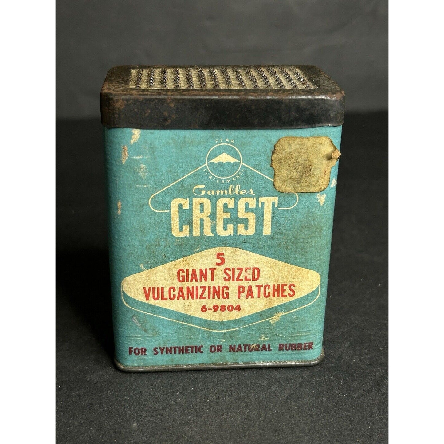 Antique Crest tire patch tin BNIB contents inside