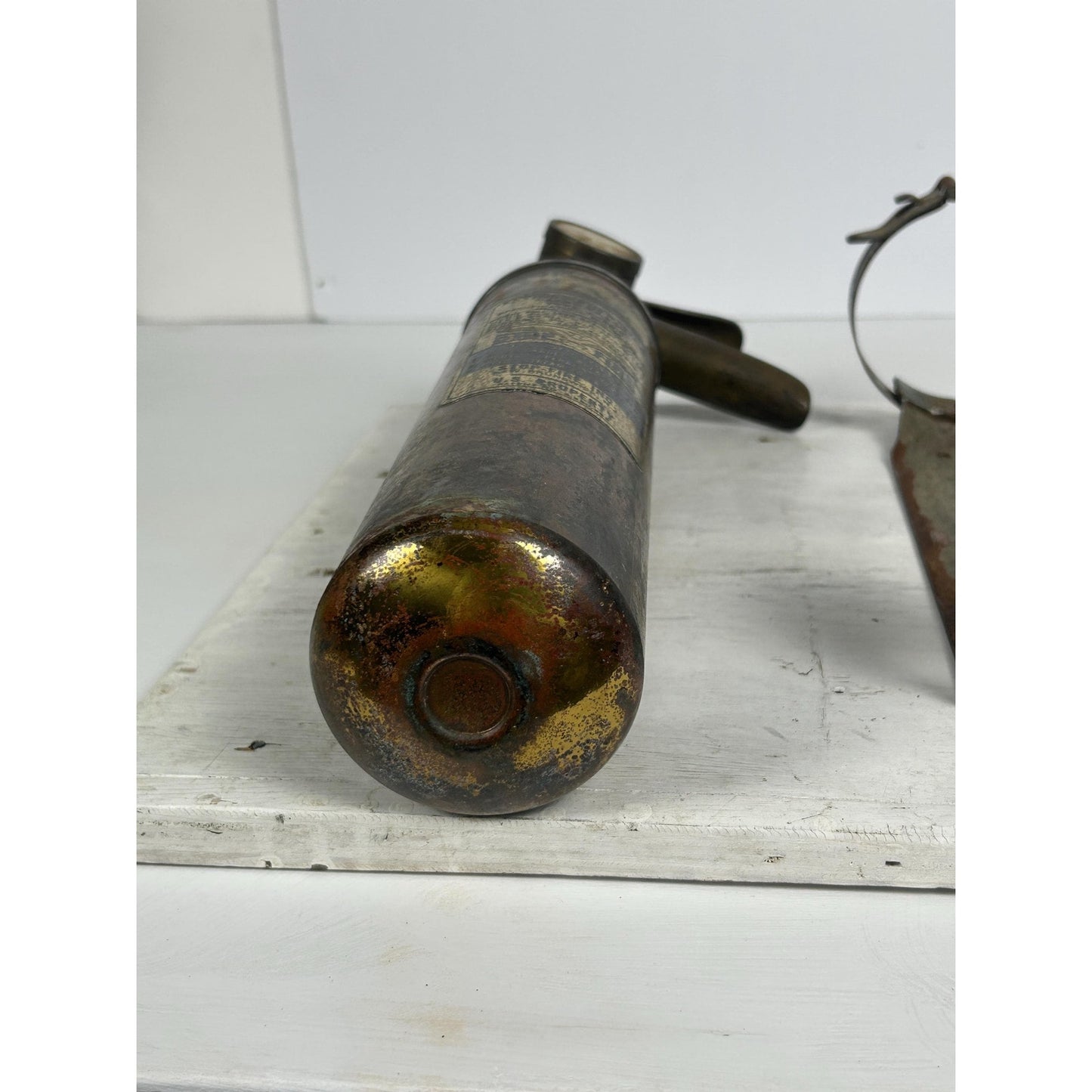 Rare STOP-FIRE Military Aircraft Fire Extinguisher WWII Era Preserved Original Brass Aviation Artifact