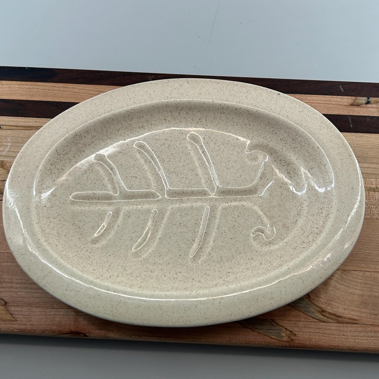 Vintage Red Wing USA Fish Platter Stoneware Fish Bone Serving Plate Speckled Mid Century Kitchen Seafood Dish 12 Inch Farmhouse