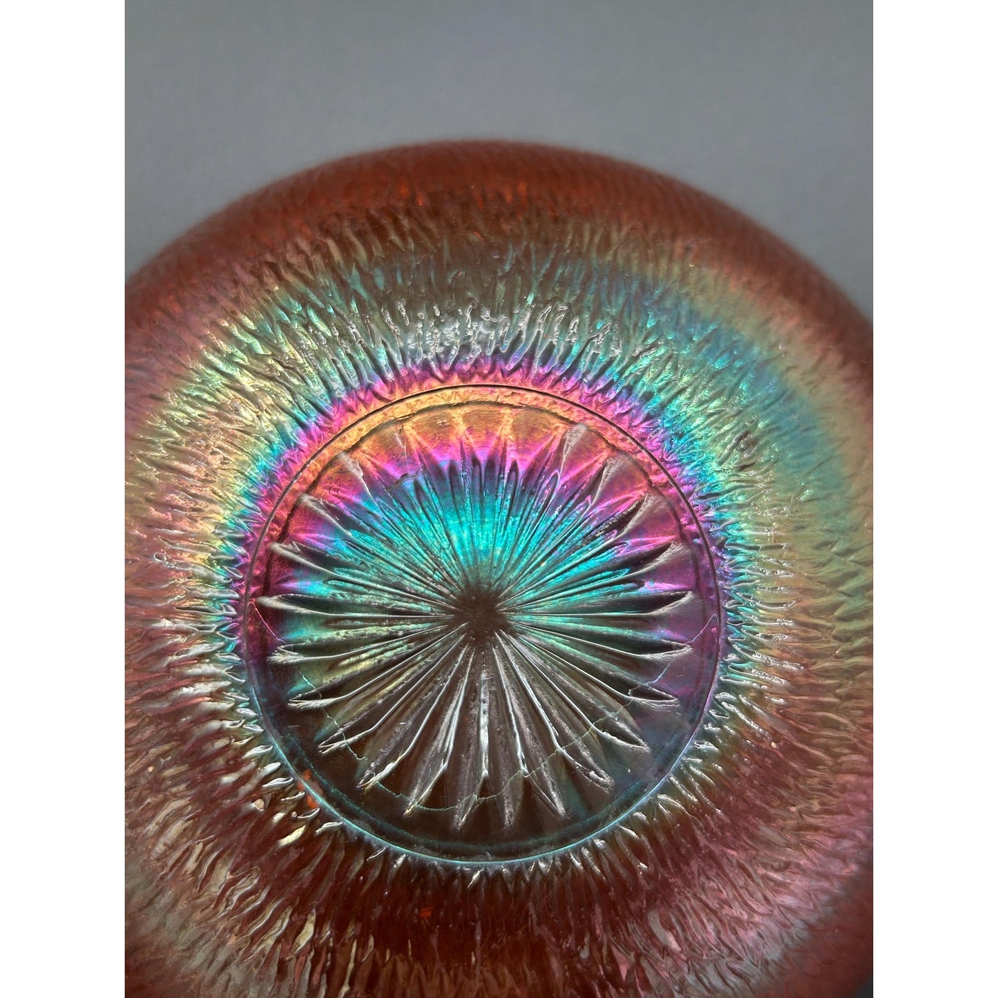 Vintage Antique Carnival Glass Bowl | Amber Marigold Iridescent Bowl | 1920s Pressed Glass