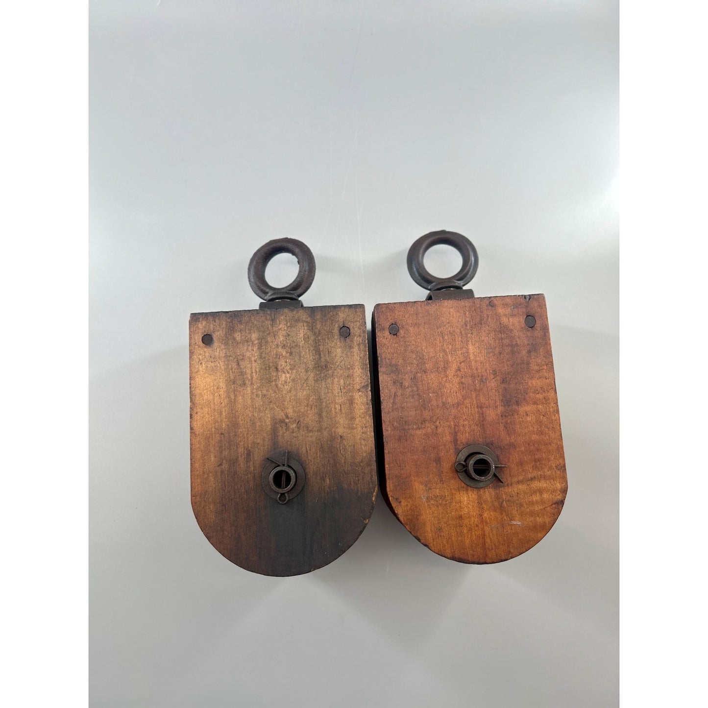 Antique Wooden Barn Pulley Block Pair Primitive Farm Hay Trolley Pulleys Rustic Industrial Farmhouse Decor Architectural Salvage