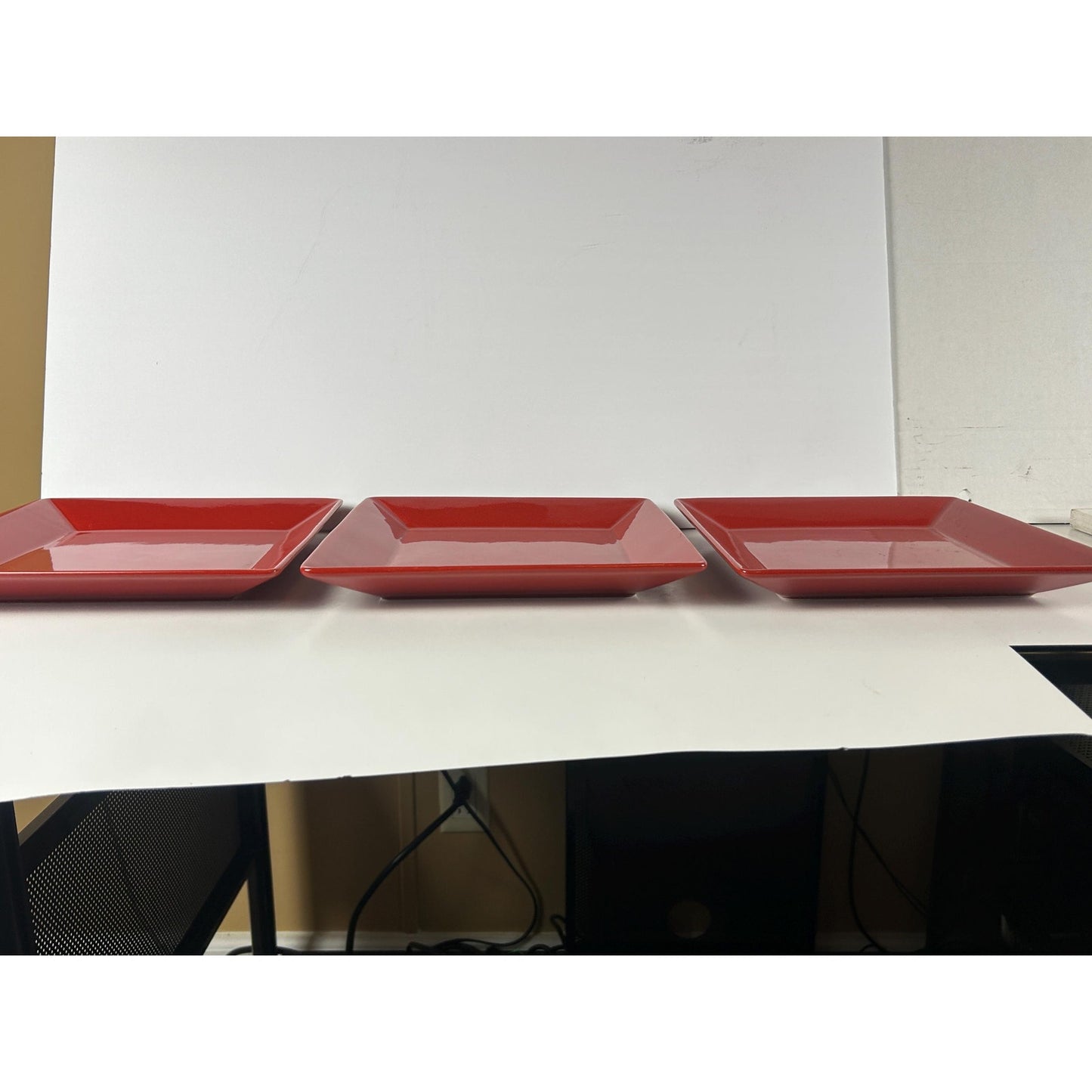 Waechtersbach Red Square Plates Set of 3 – Candy Apple Red Dinner Plates – Modern German Stoneware • Holiday Table Decor • 10”