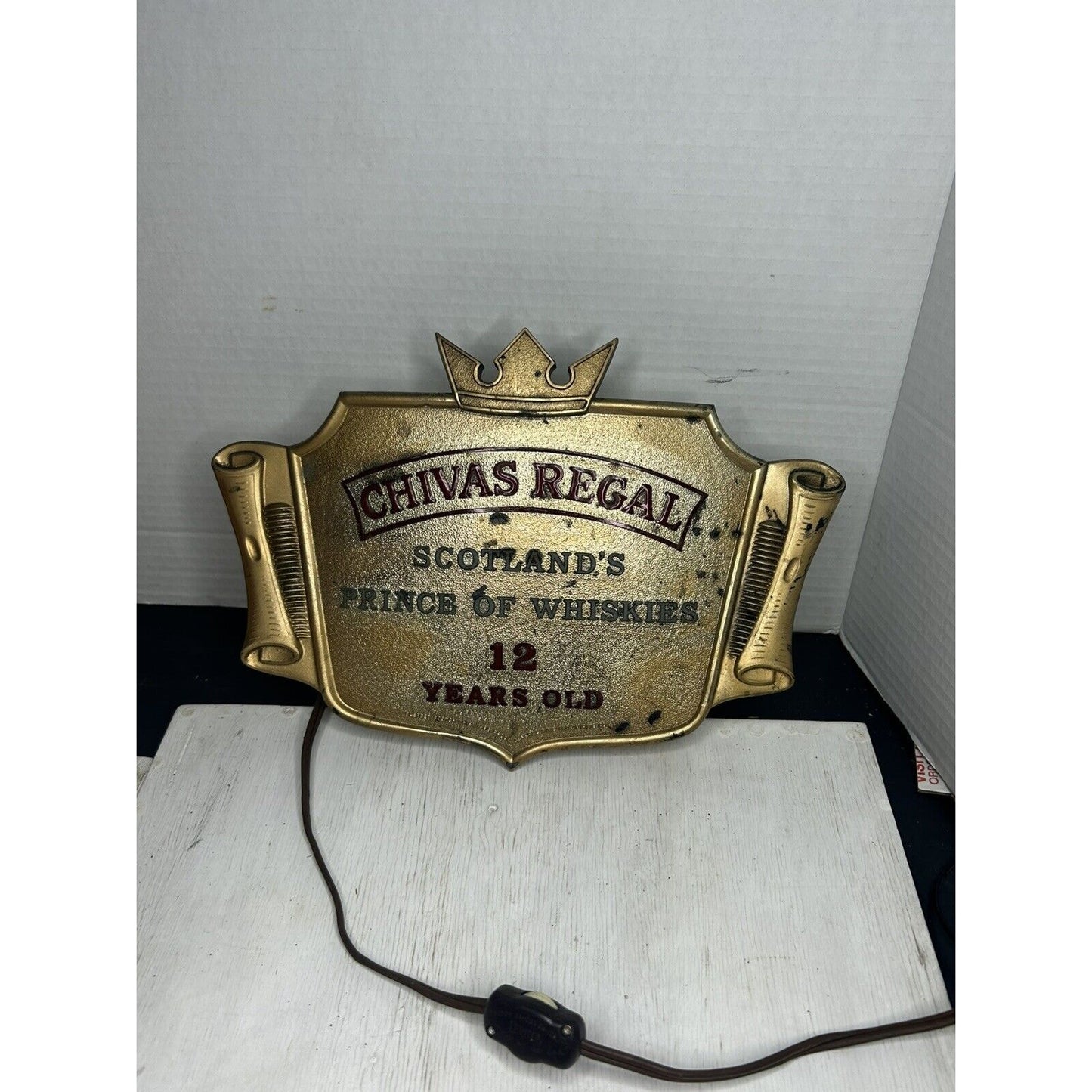 Vintage Chivas Regal 12-Year Scotch Light-Up Advertising Sign — 1970s Working Bar Sign