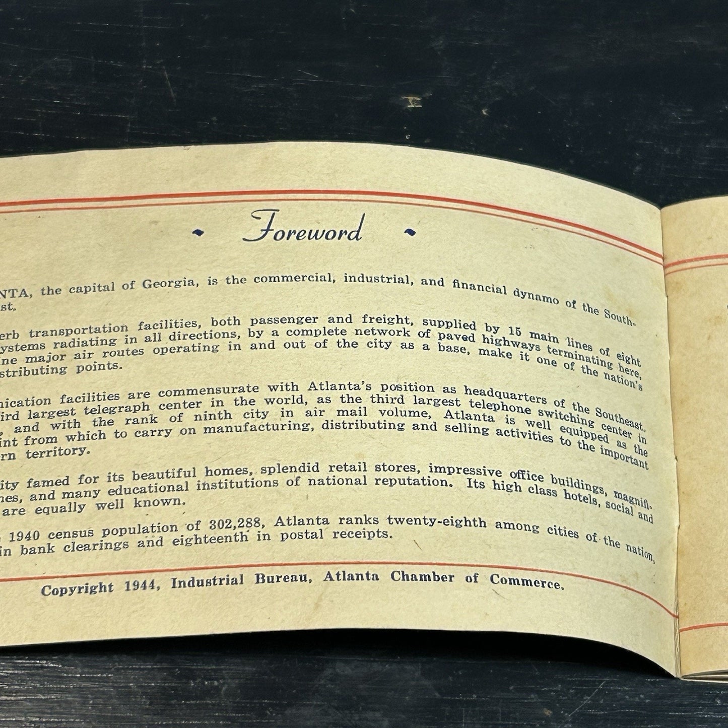 1944 Facts In Figures Atlanta Georgia WWII City Industrial Guide Utilities Book