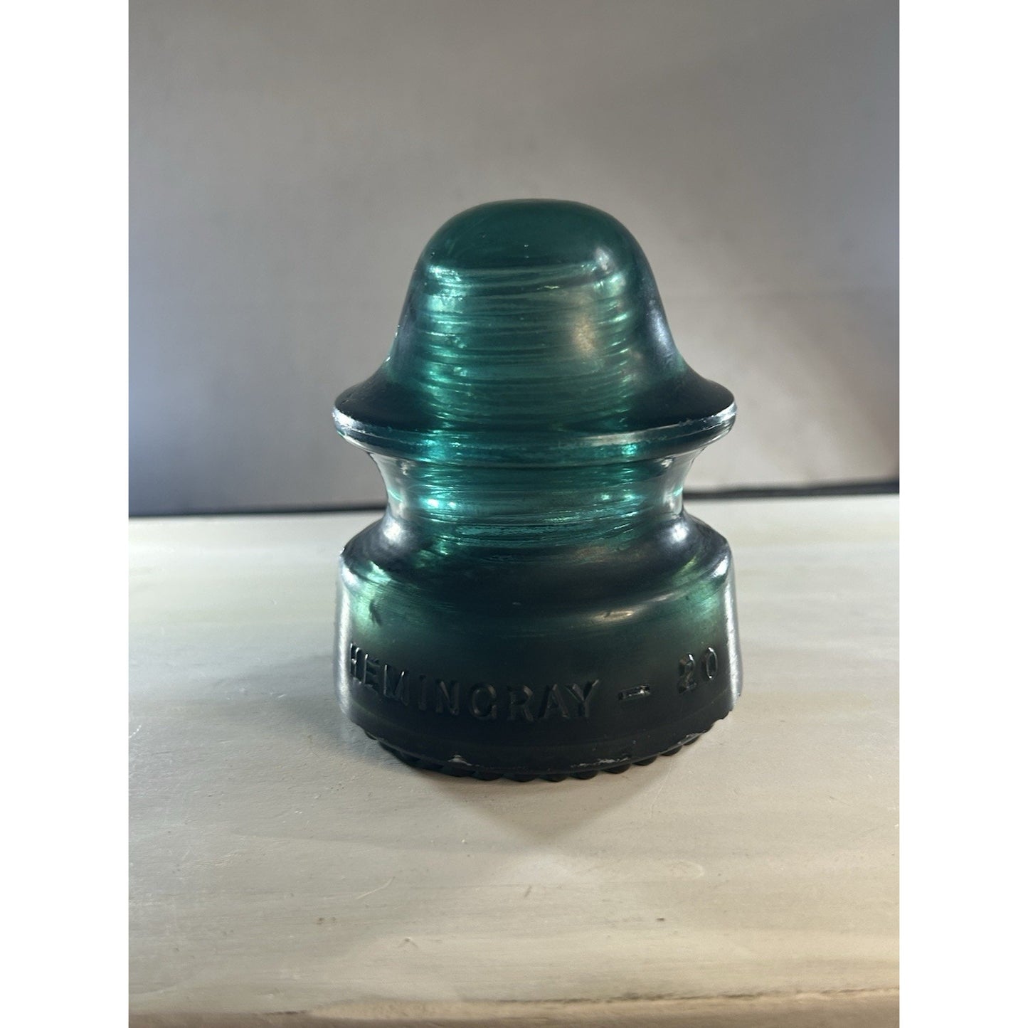 RARE Vintage Green Black Swirl Hemingray 20 Glass Insulator Matte Glass. Scarce!