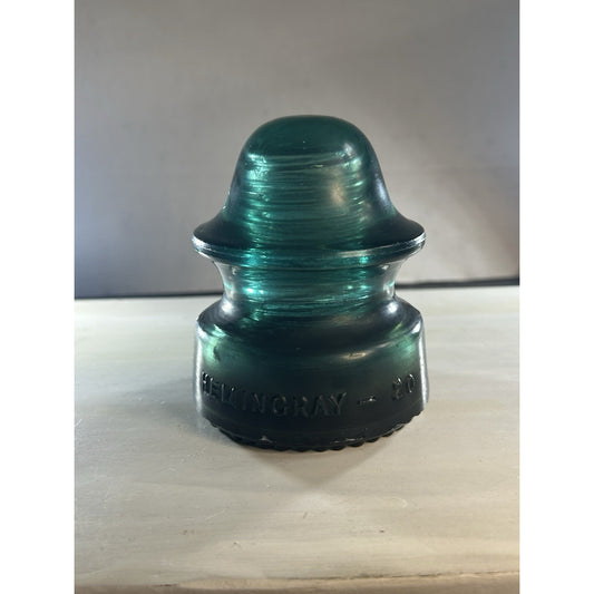 RARE Vintage Green Black Swirl Hemingray 20 Glass Insulator Matte Glass. Scarce!