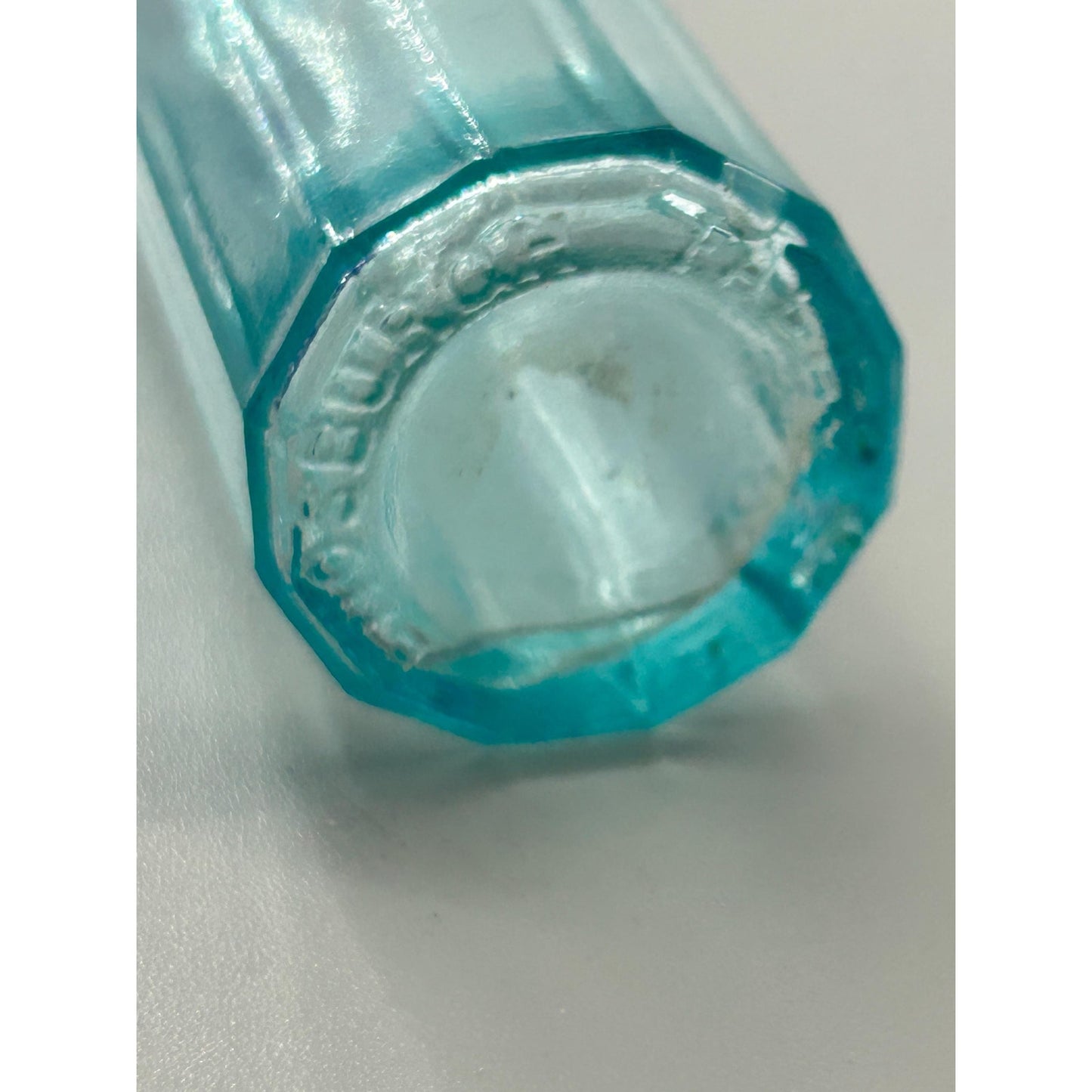 Antique Kendall’s Spavin Cure For Human Flesh Bottle – Aqua Glass Embossed Patent Medicine c1900
