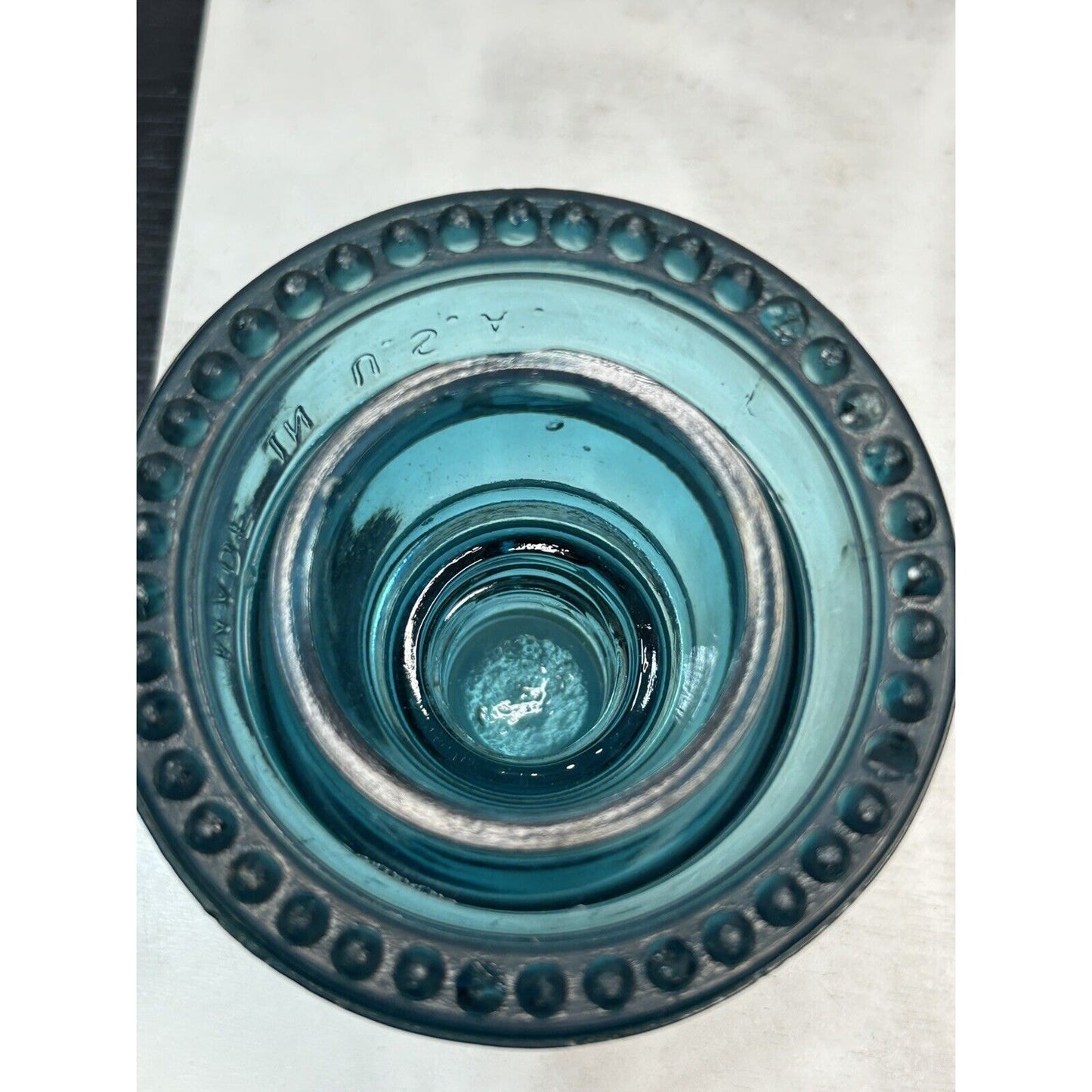 Vintage Hemingray 42 teal aqua overall condition view