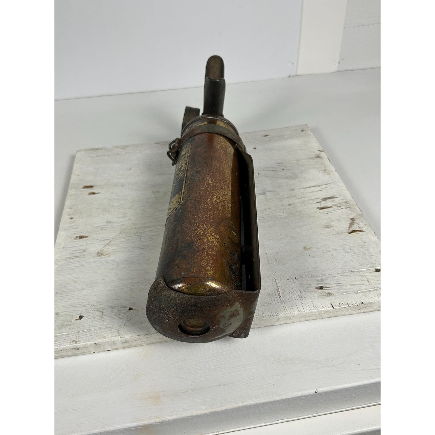 Rare STOP-FIRE Military Aircraft Fire Extinguisher WWII Era Preserved Original Brass Aviation Artifact