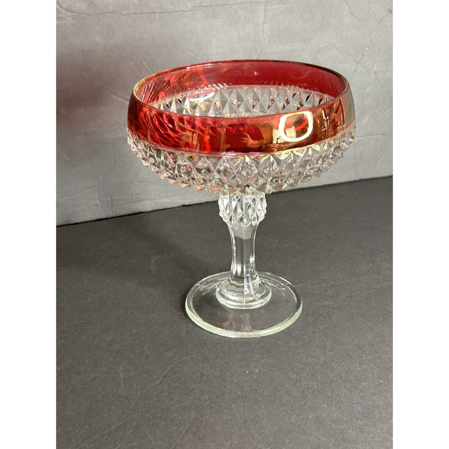 Indiana Glass ruby flash compote interior view top