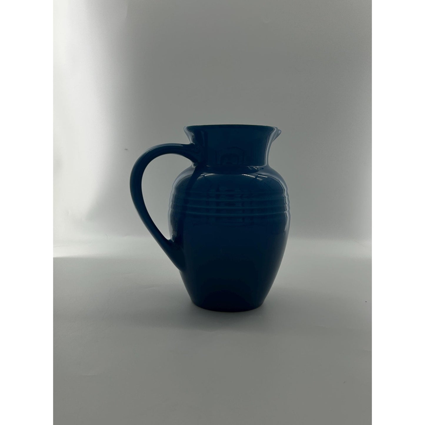 Le Creuset Marseille Blue Stoneware Pitcher Cream Interior Water Jug Farmhouse Kitchen Decor Pouring Jug French Country Decor Large Ceramic