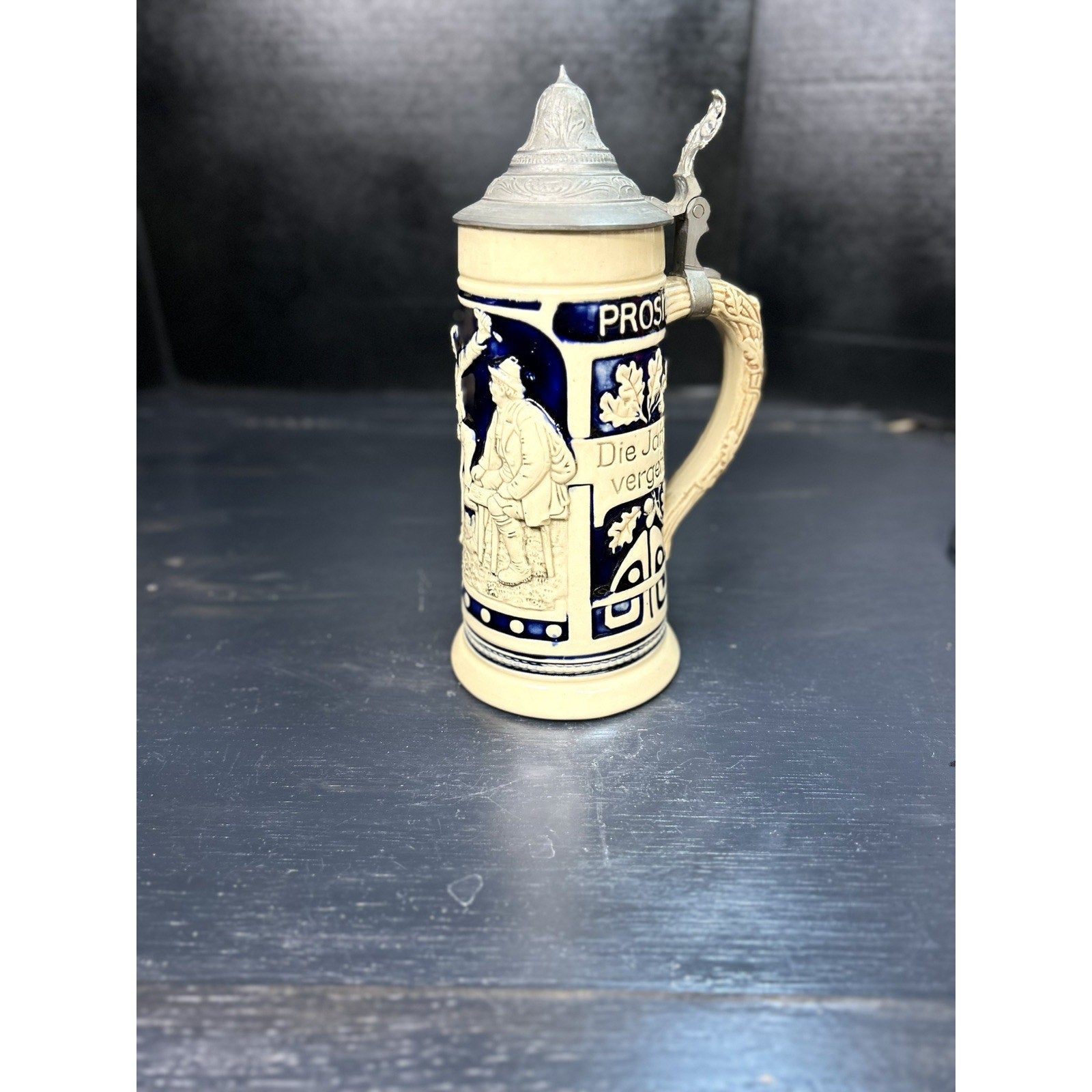 Marzi and Remy 1902 German beer stein Prosit lid detail