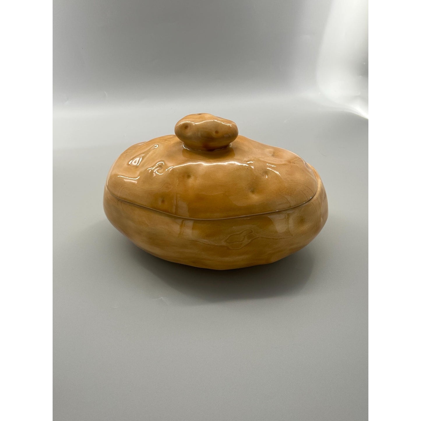 Atlantic Mold Potato Form Covered Dish • Novelty Lidded Potato Container • Studio Pottery Sculptural Ceramic • Signed 1981