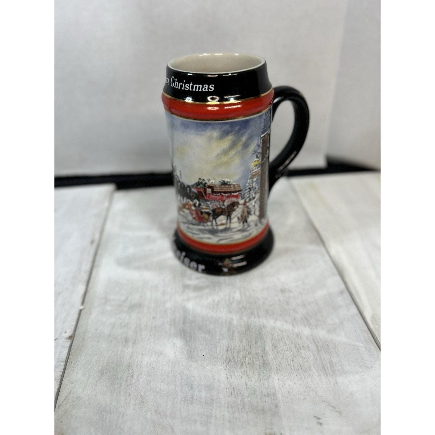 Vintage Budweiser Clydesdales Beer Stein 1992 A Perfect Christmas Holiday Mug Anheuser Busch Ceramarte Breweriana . Great Christmas gift