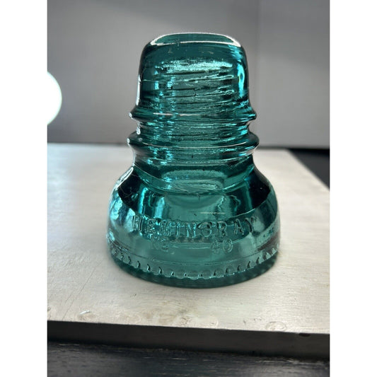 Very Rare CD 152 Hemingray No 40 Aqua Glass Insulator Pat May 2 1893