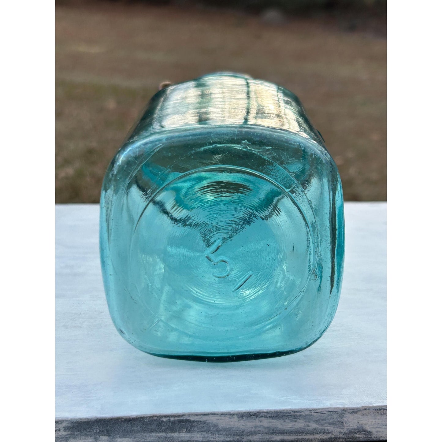 Ball Ideal Square Aqua Glass Mason Jar w/ Wire Bail & Glass Lid
