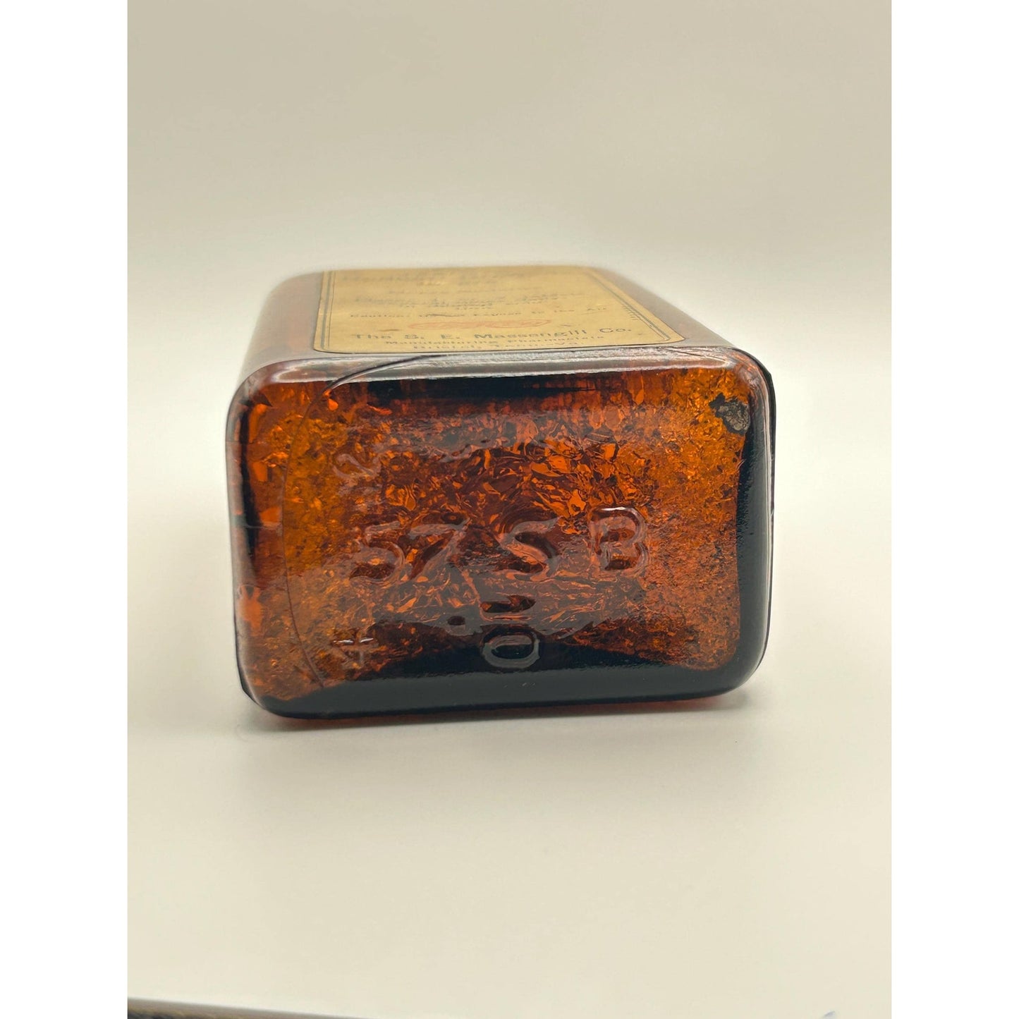 Vintage Massengill Pharmacy Medicine Jar w/ Original Contents Amber Bottle