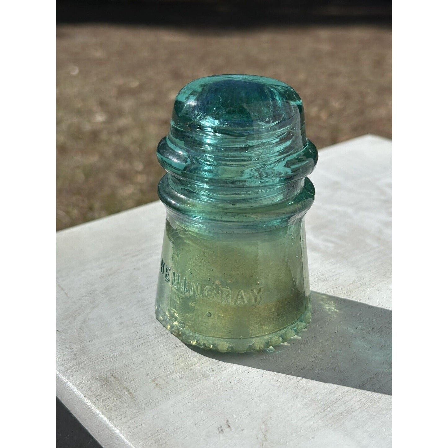 Antique Hemingray No. 9 Aqua Glass Insulator — Patent May 2 1893 — Embossed