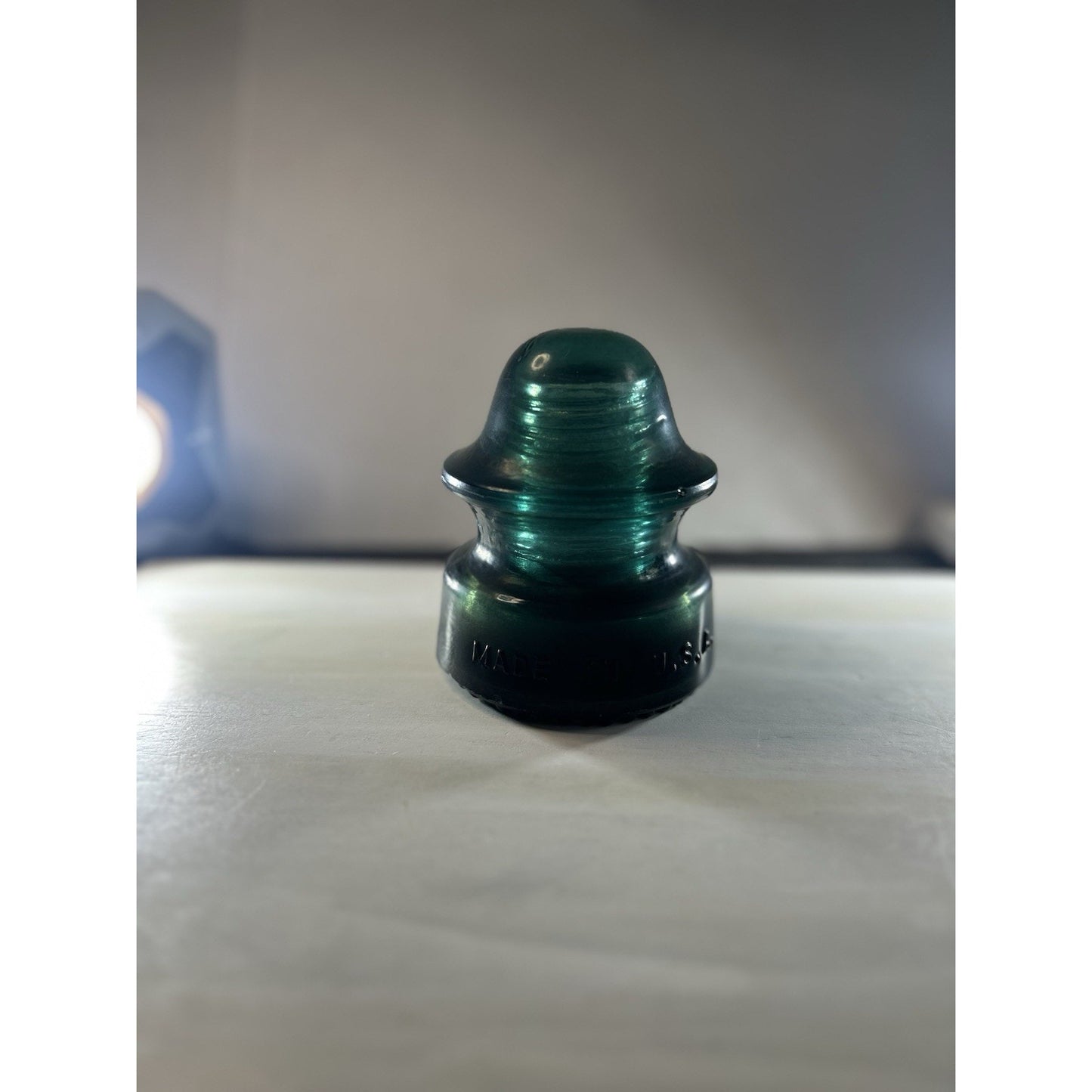 RARE Vintage Green Black Swirl Hemingray 20 Glass Insulator Matte Glass. Scarce!
