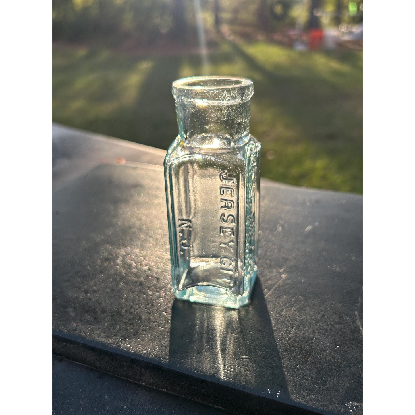 Antique Dr. O.P. Brown Medicine Bottle – Aqua Blue Glass, Embossed Jersey City NJ – 1800s Patent Cure Pharmacy Apothecary Collectible. rare