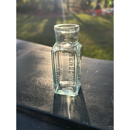 Antique Dr. O.P. Brown Medicine Bottle – Aqua Blue Glass, Embossed Jersey City NJ – 1800s Patent Cure Pharmacy Apothecary Collectible. rare