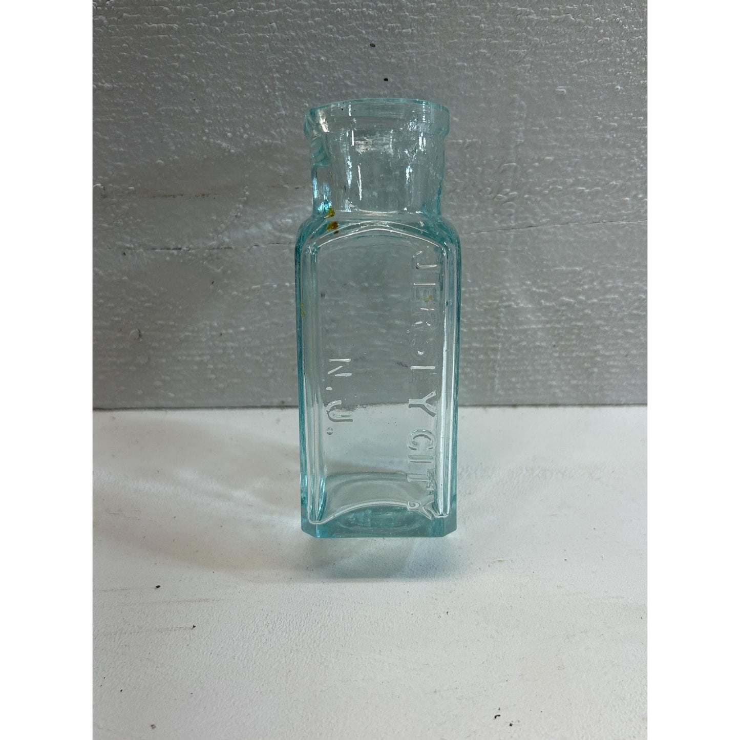 Antique Dr. O.P. Brown Medicine Bottle – Aqua Blue Glass, Embossed Jersey City NJ – 1800s Patent Cure Pharmacy Apothecary Collectible. rare