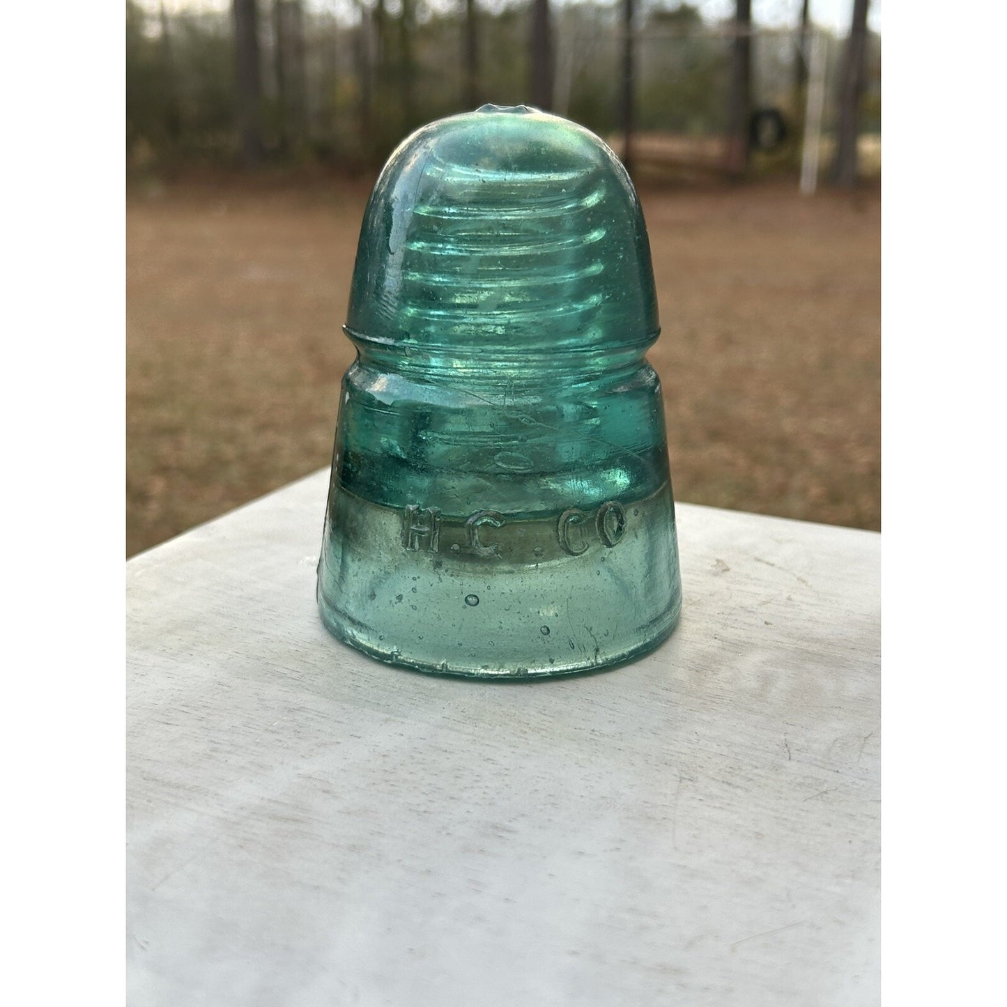 Antique H.C. & Co. Beehive Glass Insulator – EARLY!  Aqua Green Telegraph Line – Early Hemingray Style – Primitive Industrial Decor. Rare