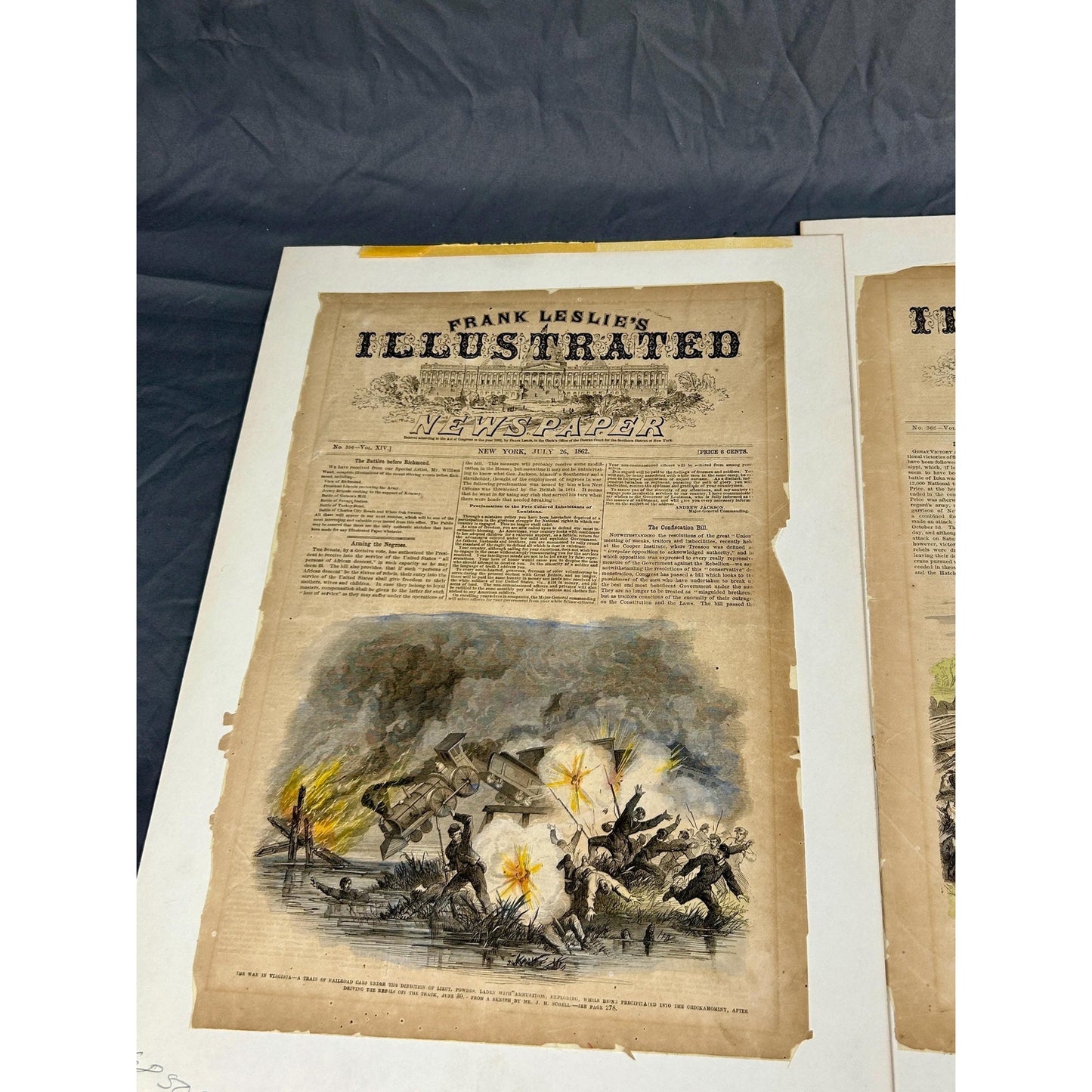 Antique Civil War 1862 Frank Leslie’s Newspaper Antietam Ironclad Original Covers Set of 3 Authentic Naval Battle Engraving Illustrated News