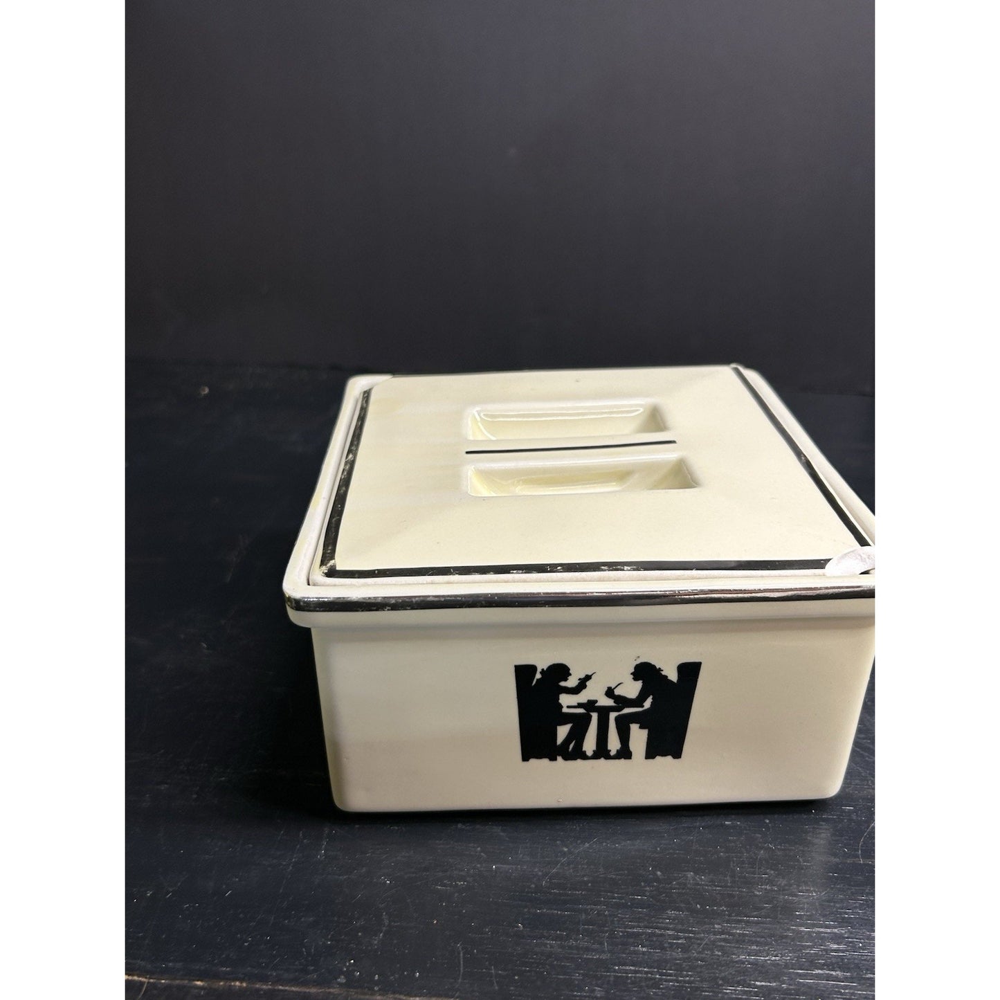 Vintage Hall's Covered Refrigerator Dish Silhouette Deco USA 1940s Mid Century