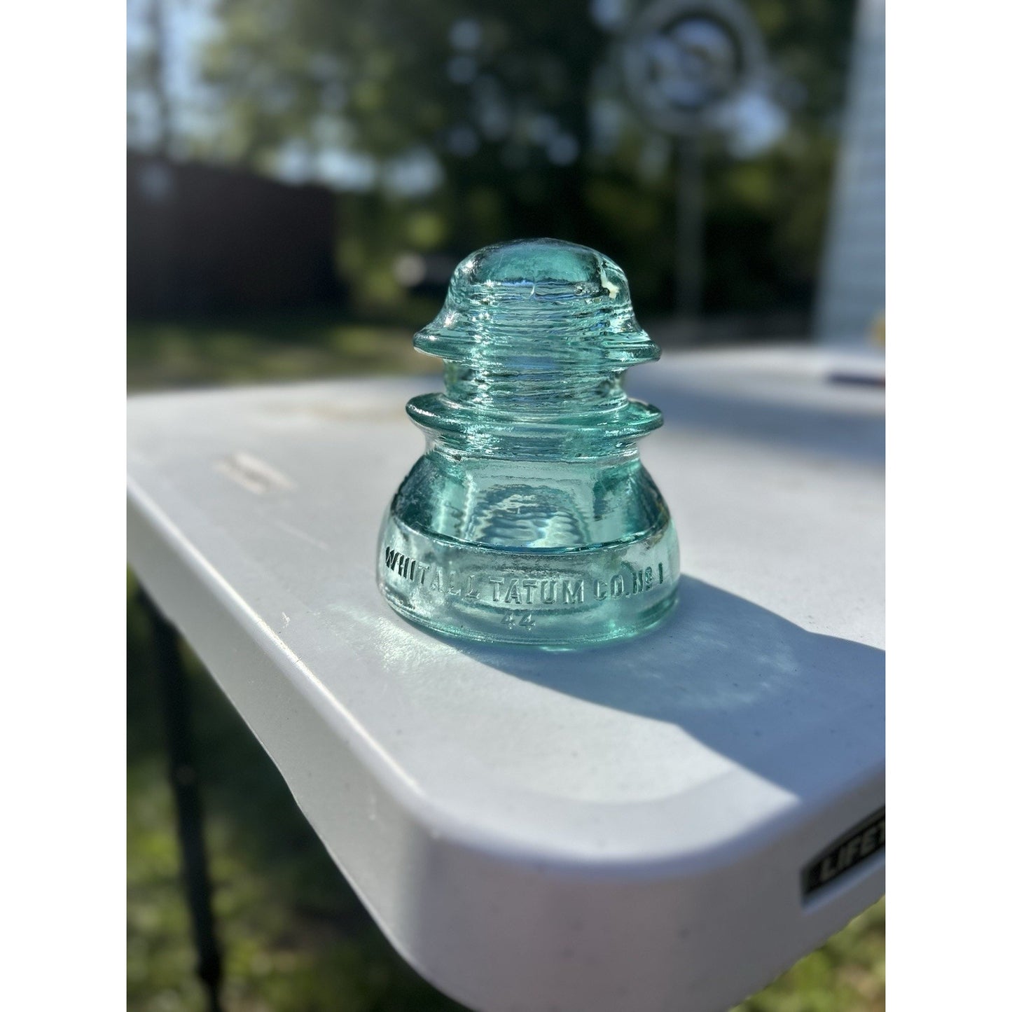 Antique Whitall Tatum Co. No. 1 Ice Blue Glass Insulator — Scarce Color — Excellent Condition