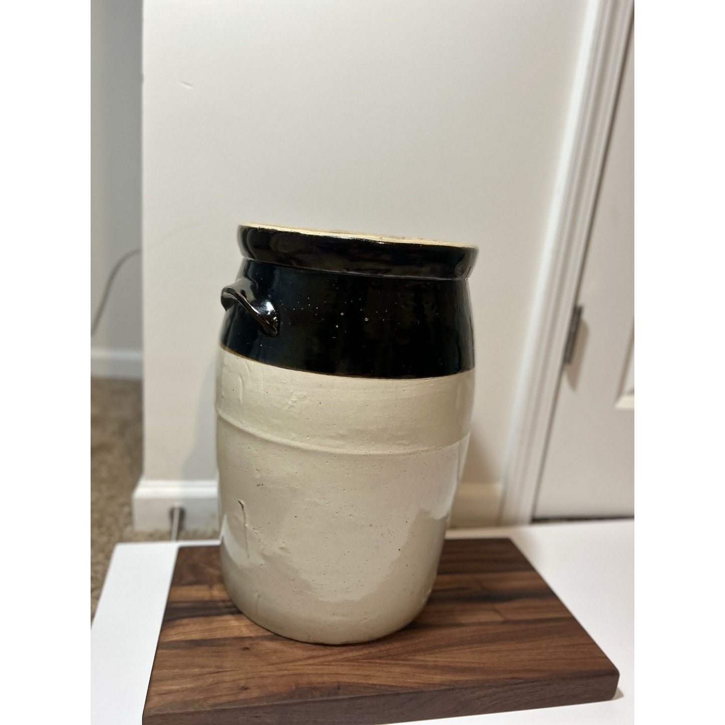 Antique Burley Winter 5 Gallon Stoneware Churn. Salt Glaze Crock W/ Albany Slip