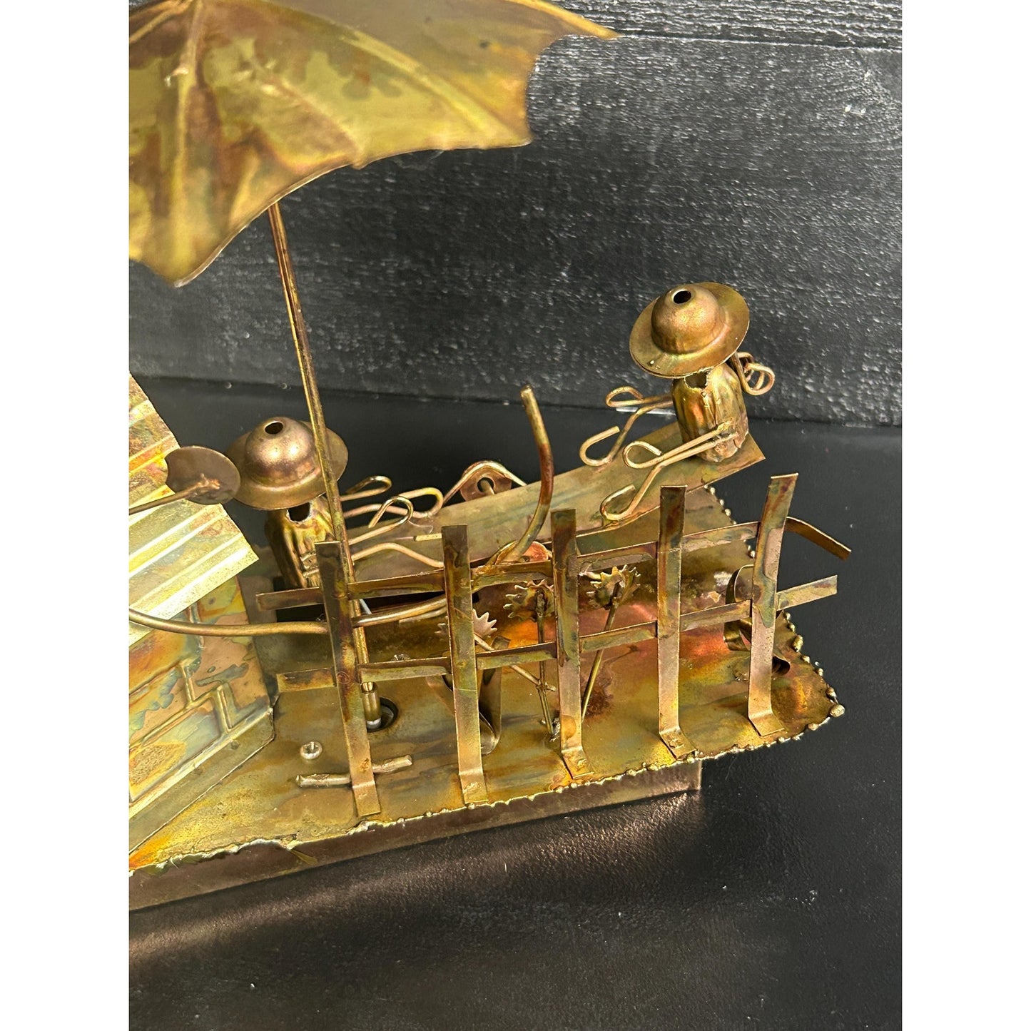 Vintage Berkeley Designs Brass Kinetic Music Box • Working TOYO Movement • Moving Figures Garden Scene • “It’s a Small World” Sculpture rare
