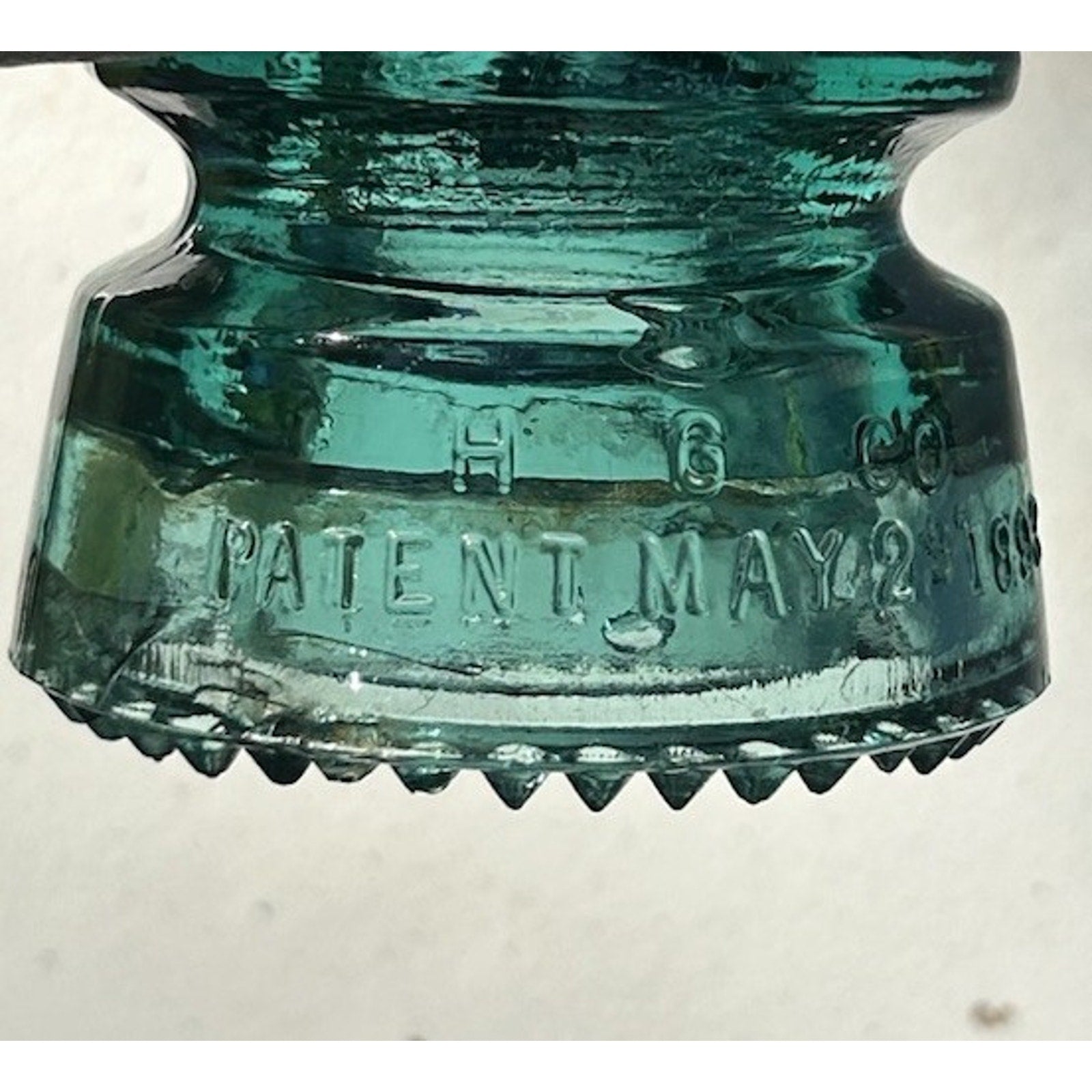 Rare 1893 H.G. Co petticoat insulator light transparency green