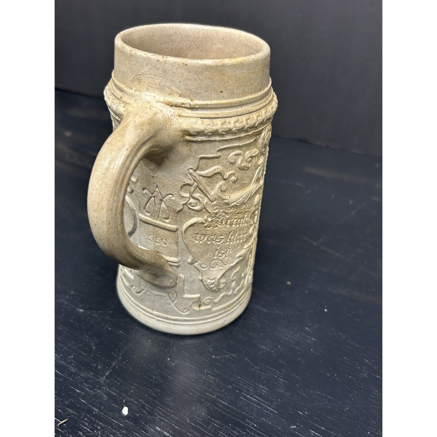 Antique Westerwald salt glaze stein relief decoration detail