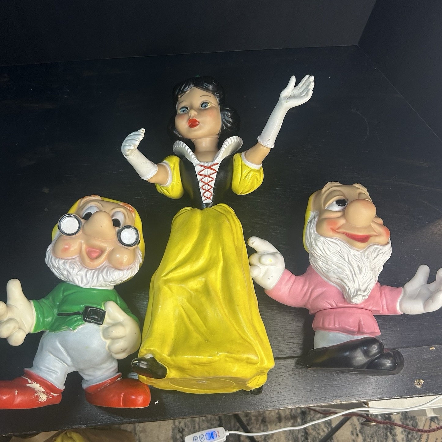 Vintage 1963 Disney Snow White & Three Dwarfs — Large Rubber Squeeze Toys — Made in Italy