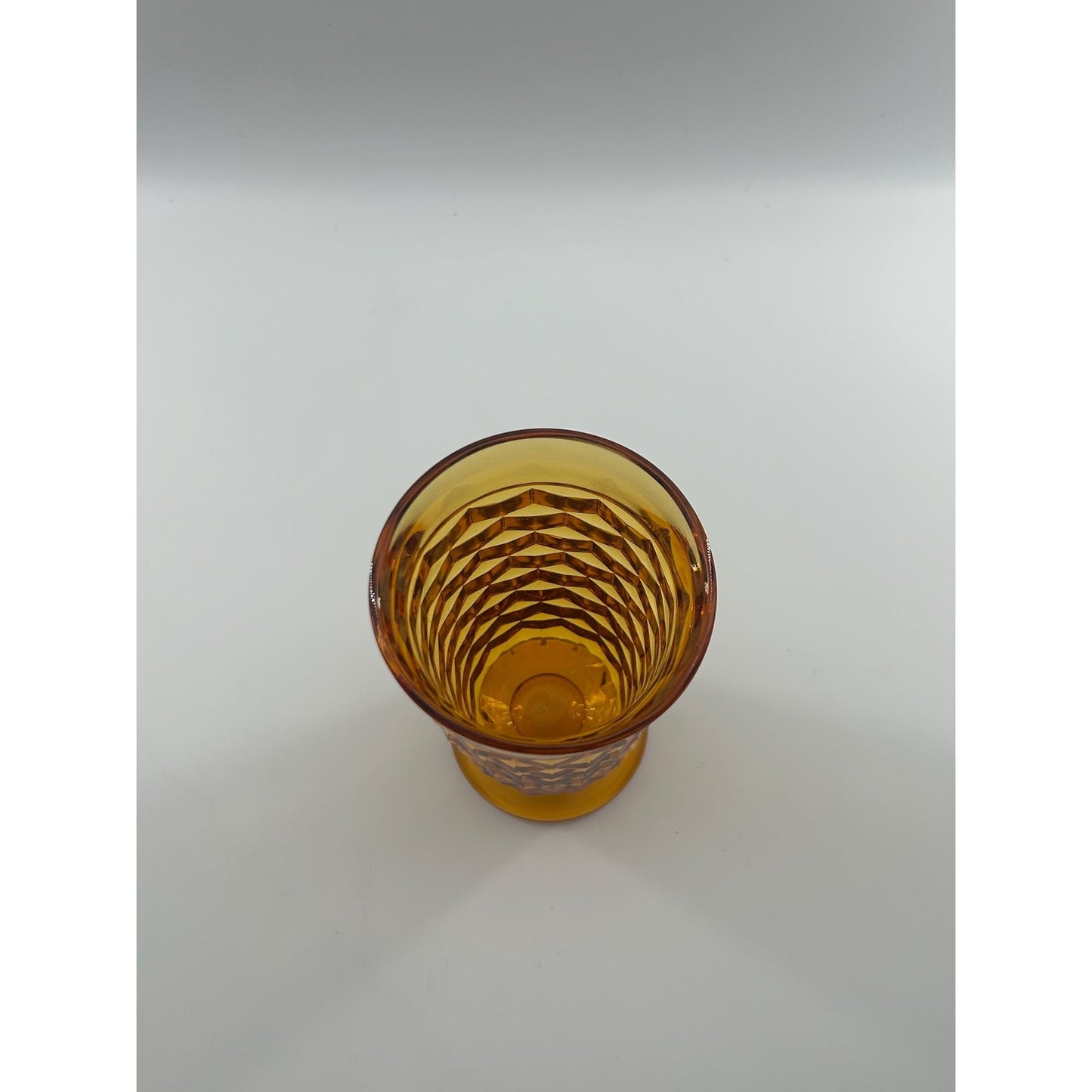 Mid Century Modern Amber Glass Vase | Tall Footed Diamond Pattern Vase | MCM Golden Yellow Art Glass Decor
